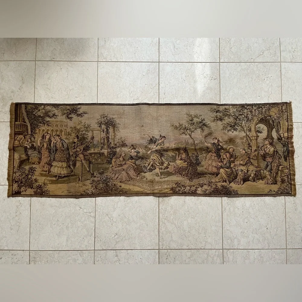 Vintage French musicians hand woven rectangle tapestry